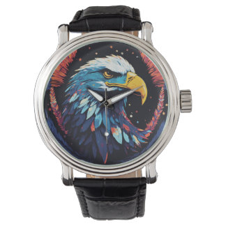 Een subtiele mix van kleuren omringt de arend horloge
