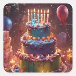 Een succesvolle verjaardag vierkante sticker