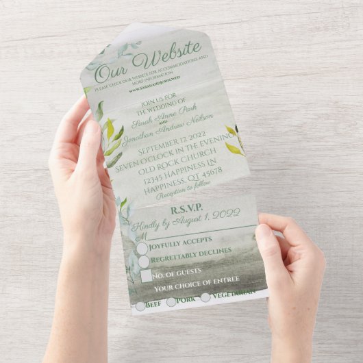 Een Summers Tale Waterverf All In One Uitnodiging (Afscheurbaar)