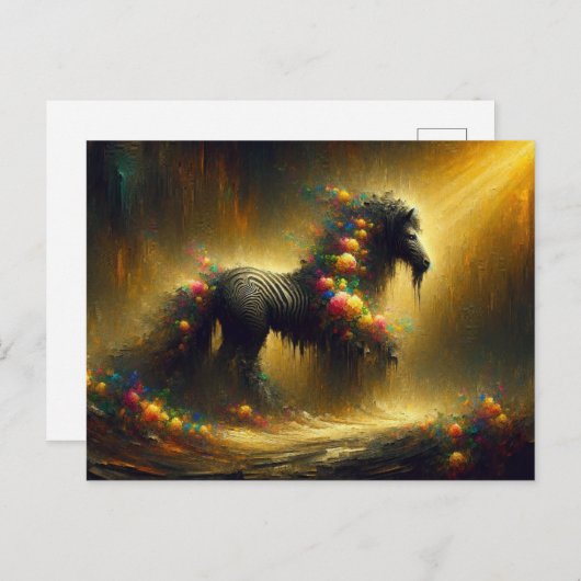 Een surrealistische florale Zebra Briefkaart (Voorkant / Achterkant)