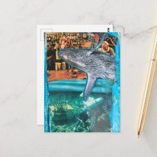 Een surreële walvis in de duikbar briefkaart