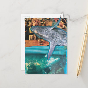 Een surreële walvis van een tijd briefkaart