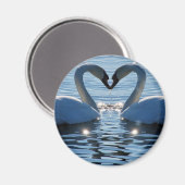 Een Swan Heart Kiss, Reflections of Love Magneet (Voorkant / Achterkant)