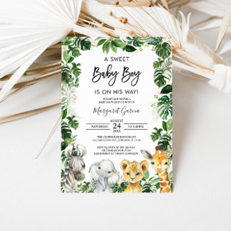 Een Sweet Baby Boy Oerwoud Safari Animals Baby sho Kaart