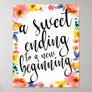 Een Sweet die 8x10 afloopt Floral Waterverf Favors Poster