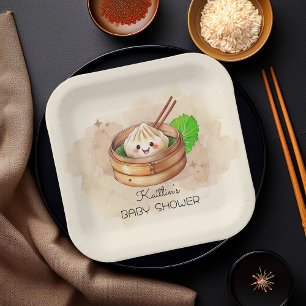 Een Sweet Little Dumpling Kwai Theme Baby shower Papieren Bordje