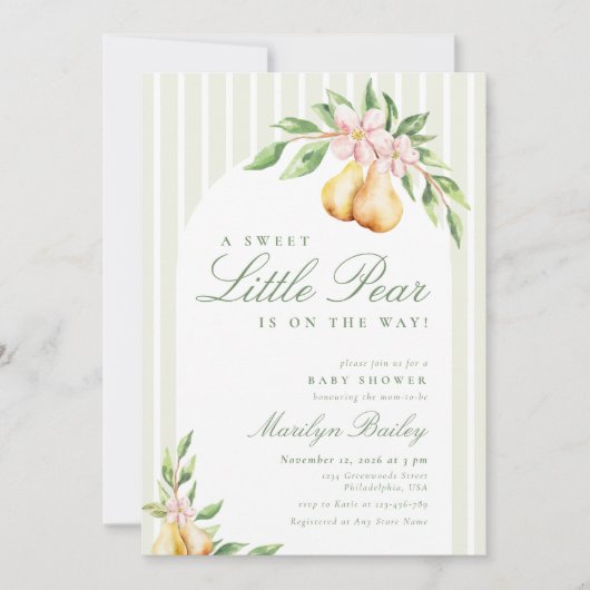Een Sweet Little Pear Baby shower Arch Kaart (Voorkant)