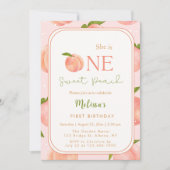 Een Sweet Peach 1e verjaardag uitnodiging (Voorkant)