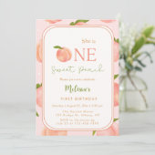 Een Sweet Peach 1e verjaardag uitnodiging (Staand voorkant)