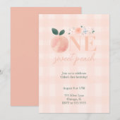 Een Sweet Peach eerste verjaardag uitnodiging (Voorkant / Achterkant)