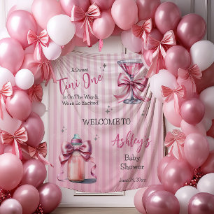 Een Sweet Tini One Coquette Baby shower achtergron Wandkleed