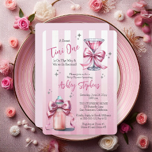 Een Sweet Tini One Pink Coquette Girl Baby shower Kaart