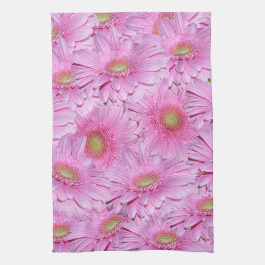 Een symfonie van Pink Gerberas Theedoek (Verticaal)
