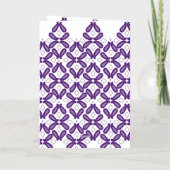 Een symmetrisch patroon met witte en paarse m folie wenskaart (Achterkant)