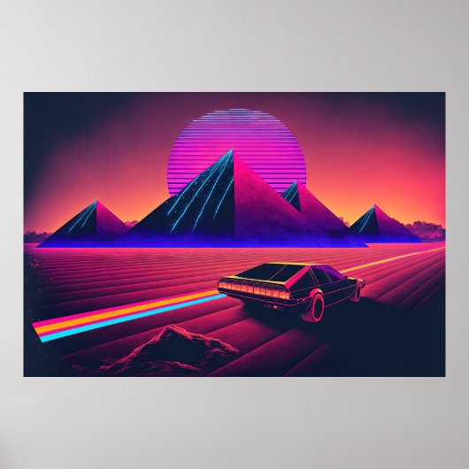 Een synthwave avontuur door de woestijn poster (Voorkant)