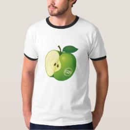 Een T-shirt met een illustratie van een groene app