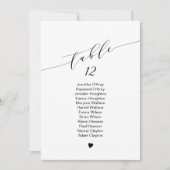 Eén tabelbruiloft-sessieschema, elegant lettertype kaart (Voorkant)