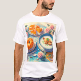 Een tafel met eten en een taart erop t-shirt