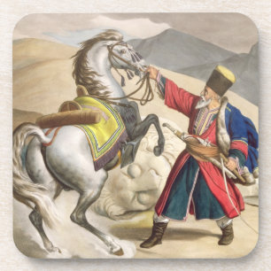 Een Tartar met zijn paard, gegraveerd door de Thie Drankjes Onderzetter