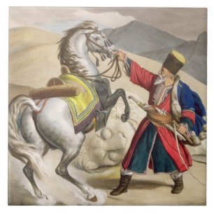 Een Tartar met zijn paard, gegraveerd door de Thie Tegeltje