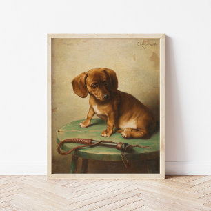 Een teckel puppy   Carl Reichert Poster