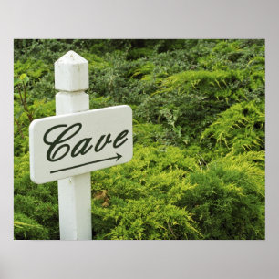 Een teken dat wijst op de wijnkelder in poster