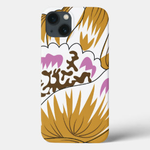 Een tekening van een bloem met roze en witte bloem iPhone 13 hoesje
