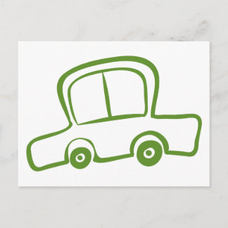 Een tekening van een groene auto briefkaart