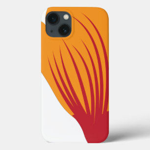 Een tekening van een plant met oranje en paarse bl iPhone 13 hoesje