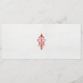 Een tekening van een rode bloem en bladeren op een menu (Voorkant)