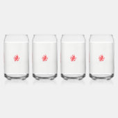Een tekening van een rode bloem op een witte achte blikvorm glas (Achterkant)