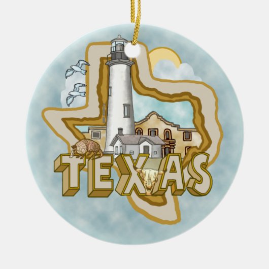 Een Texas Lighthouse Ceramic Ornament (Voorkant)