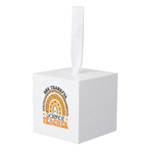 Een Thankful Science Teacher Groovy Thanksgiving R Kubus Ornament