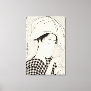 Een theehuis in Ryogoku Canvas Afdruk