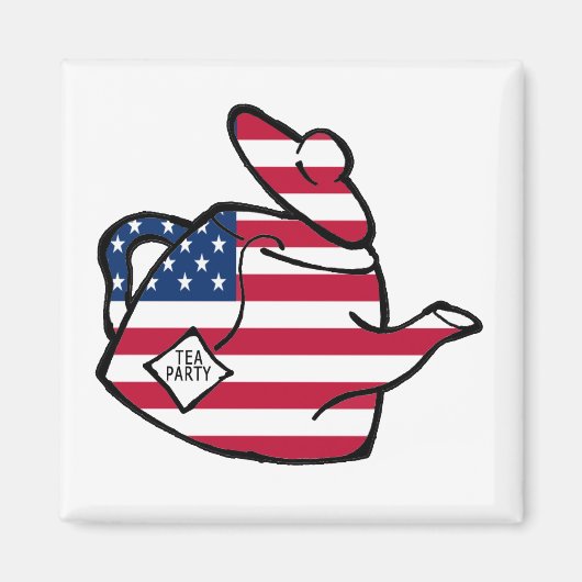 Een theepot in de kleuren van de Amerikaanse vlag Magneet (Voorkant)