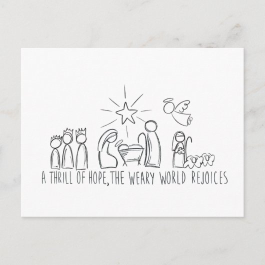 Een Thrill oh Hope Natitivity Sketch Feestdagenkaart (Voorkant)