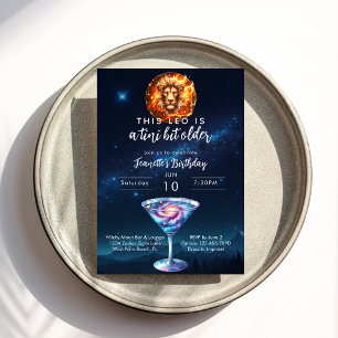 Een Tientje Ouder Leeuw Zodiac Martini Verjaardag Kaart
