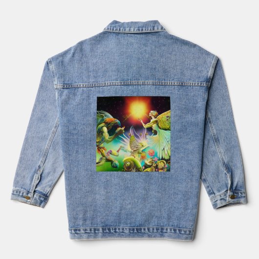 Een tijd van vergoedingsolieverfschilderij denim jacket (Achterkant)
