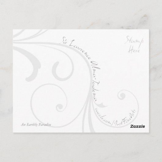 Een tijdelijk paradijs briefkaart (Achterkant)