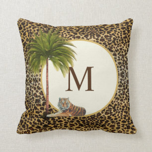 Een tijger op de achtergrond van het luippatroon M Kussen