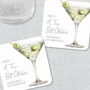 Een tikkeltje oudere Martini verjaardag Vierkante Kartonnen Onderzetter