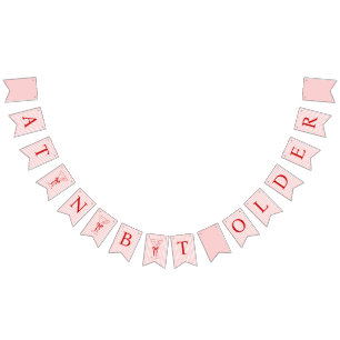 Een Tini Beetje Ouder Cute Bow Roze Rood Verjaarda Vlaggetjes