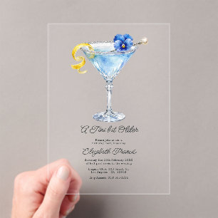 Een Tini Beetje Oudere Blauwe Martini Luxe Verjaar Acryl Uitnodigingen
