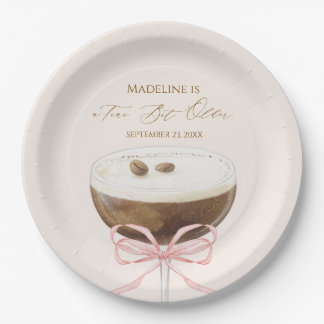Een Tini Beetje Oudere Espresso Martini Gestreept Papieren Bordje