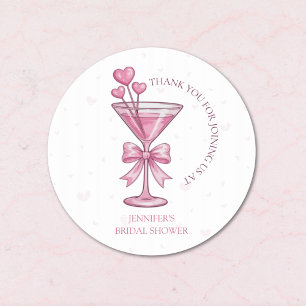Een Tini Beetje Verliefd Roze Martini Bruidsfeestj Ronde Sticker