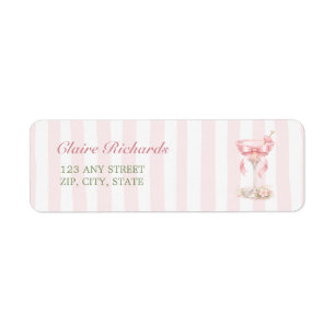 Een Tini Eén Roze Strepen Baby Shower Retouradres Etiket