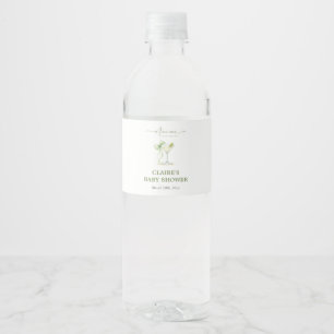 Een Tini Eén Salie Groene Strik Neutrale Baby Show Waterfles Etiket