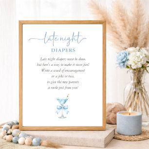 Een TIni One Blauwe Jongen Baby Shower Late Night  Poster