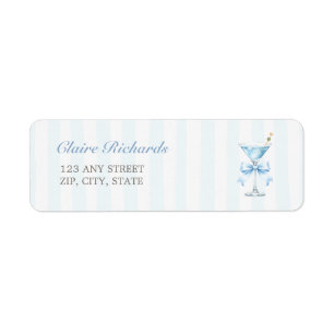 Een Tini One Blauwe Strepen Baby Shower Retouradre Etiket