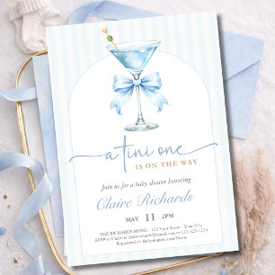 Een Tini One Blauwe Strik Jongens Baby Shower Kaart